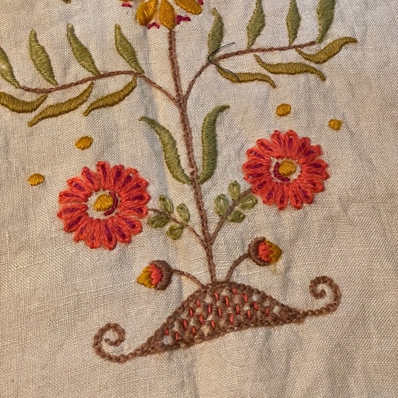 Vintage Handmade Crewel Floral Needlework Unframed Romantic Cottage Core - Picture 4 of 5